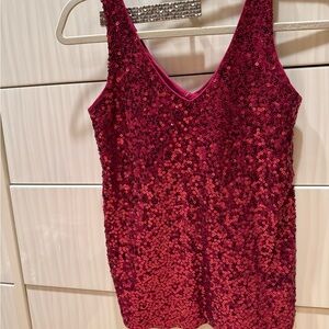 J. Crew Sequin V-Neck Camisole - Burgundy